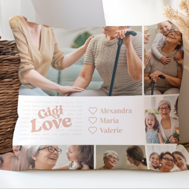 Gigi Love Poetic Photo Collage Throw Pillow (Creator Uploaded)