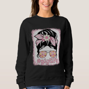 Gigi Messy Bun Bleaches Groovy Hippie Flower Mothe Sweatshirt
