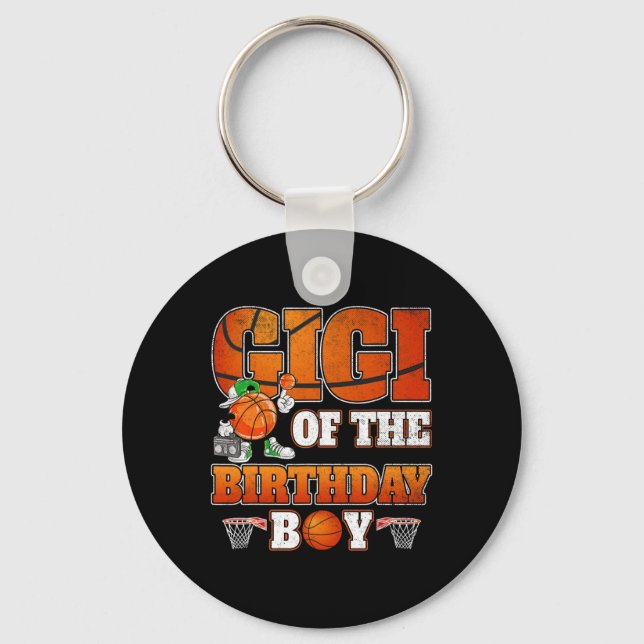 Gigi Of The Birthday Boy Basketball Player Family  Keychain (Front)