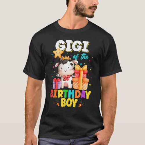 Gigi Of The Birthday Boy Cow Farm Animals Family B T-Shirt