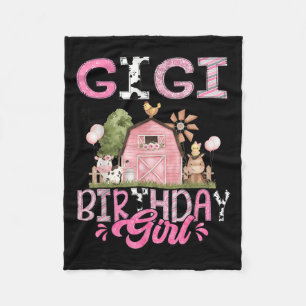 Gigi Of The Birthday Girl Cute Farm Cow Birthday G Fleece Blanket