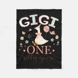 Gigi of the one silly goose 1st birthday girl fleece blanket