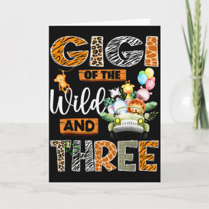 Gigi Of The Wild And Three 3rd Birthday Boy Safari Card