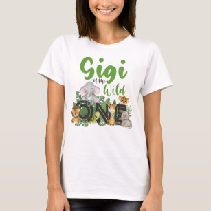 Gigi of the Wild One Safari Animals matching T-Shirt