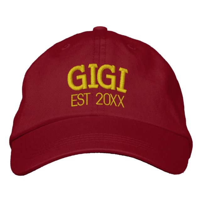 Gigi Personalized Grandma Gift Custom Text Embroidered Baseball Cap (Front)