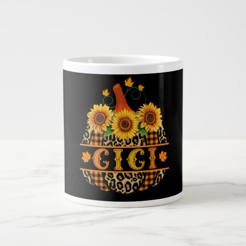 GiGi Pumpkin Leopard Print Sunflower Buffalo Plaid Giant Coffee Mug