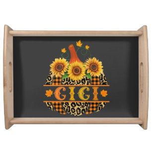 GiGi Pumpkin Leopard Print Sunflower Buffalo Plaid Serving Tray