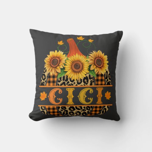 GiGi Pumpkin Leopard Print Sunflower Buffalo Plaid Throw Pillow