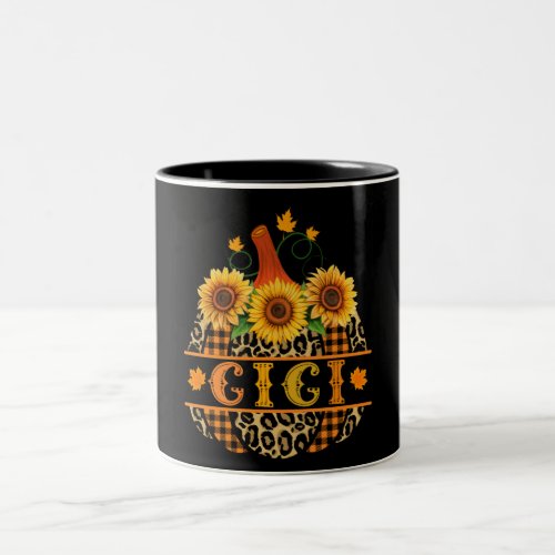 GiGi Pumpkin Leopard Print Sunflower Buffalo Plaid Two_Tone Coffee Mug