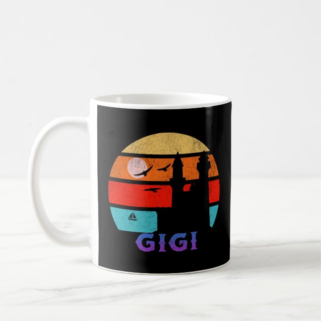 Gigi Retro Sunset Ocean Grandfather Coffee Mug (Left)