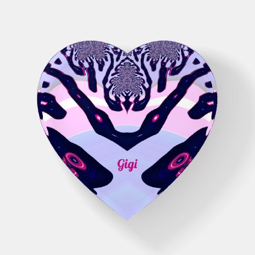 GIGI   Shades of Pink Blue HEART  Paperweight