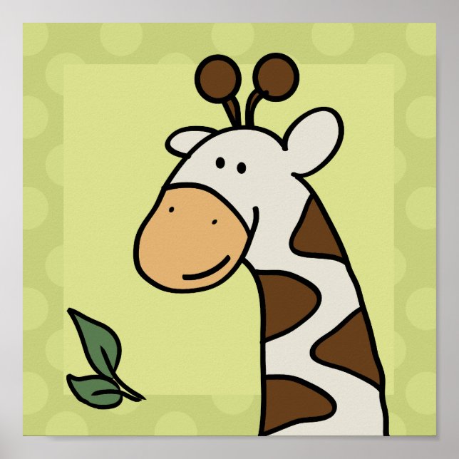 Gigi the Giraffe 10x10 Square Print in Green (Front)