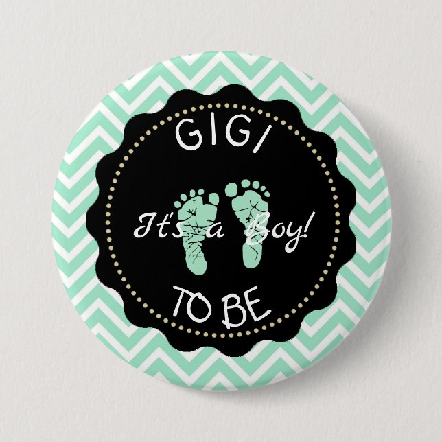 Gigi to be  Green Chevron Baby Shower button (Front)