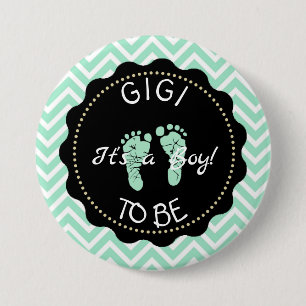 Gigi to be  Green Chevron Baby Shower button