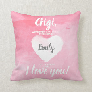 GIGI Whenever You Touch This Heart Pink Throw Pillow