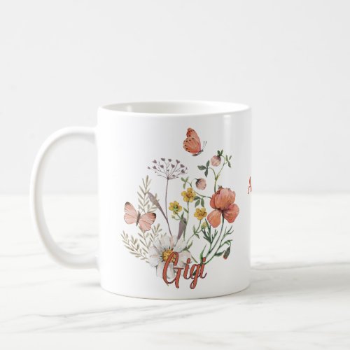 Gigi Wildflower Floral Personalized Custom  Mug