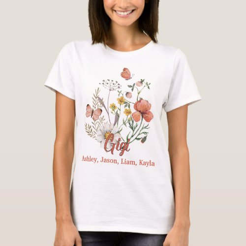 Gigi Wildflower Floral Personalized Custom T_Shirt