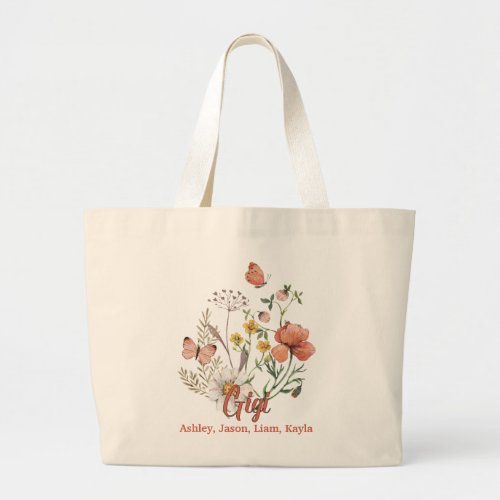 Gigi Wildflower Floral Personalized Custom Tote Ba