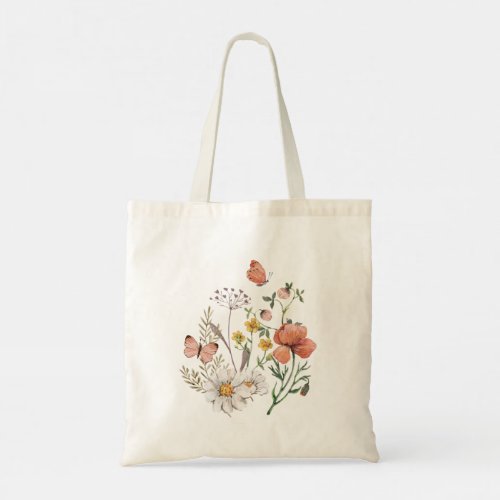 Gigi Wildflower Floral Personalized Custom  Tote Bag