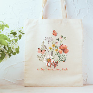 Gigi Wildflower Floral Personalized Custom Tote Bag