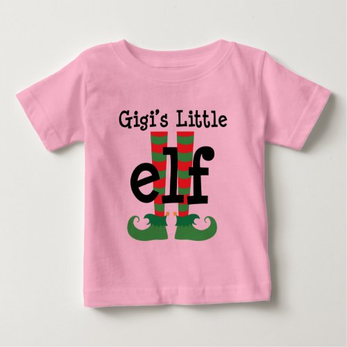 Gigis Little Elf Cute Christmas Outfit Baby T_Shirt