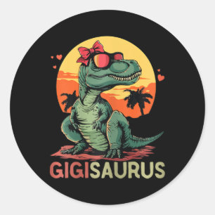 Gigisaurus Dino Dinosaur Gigi-saurus T-rex Funny T Classic Round Sticker