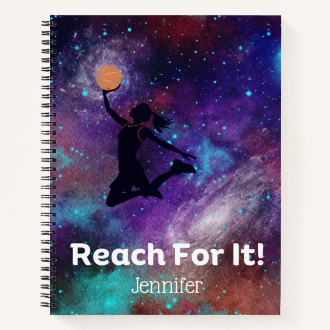 Giirls Basketball Motivational Spiral Notebook (Front)