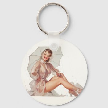 Gil Elvgren For All Weather Pin Up Art Keychain by Pin_Up_Art at Zazzle