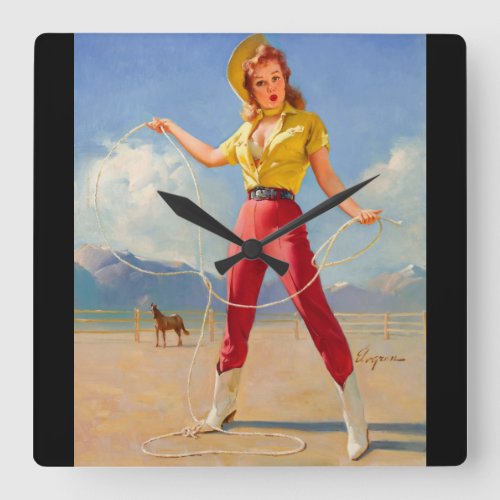 GIL ELVGREN Perfect Form 1968 Pin Up Art Square Wall Clock