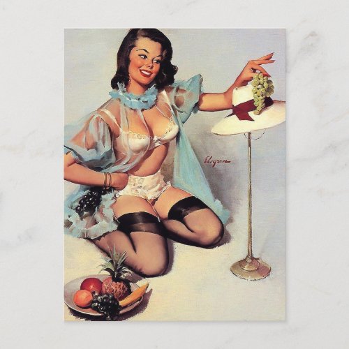 Gil Elvgren _ tasteful design _ Vintage pin up Postcard