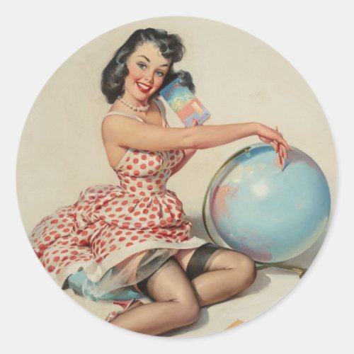 Gil Elvgren  _ Vintage pin up girl art    Classic Classic Round Sticker