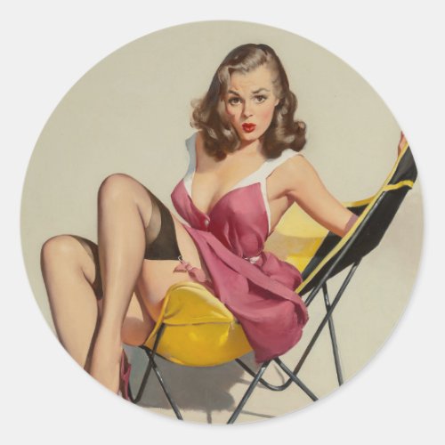 Gil Elvgren  _ Vintage pin up girl art    Classic Classic Round Sticker