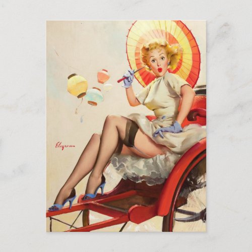 Gil Elvgren  _ vintage Pin up girl art Postcard