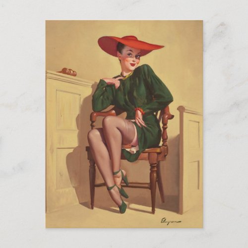 Gil Elvgren _   Vintage pin up girl art Postcard