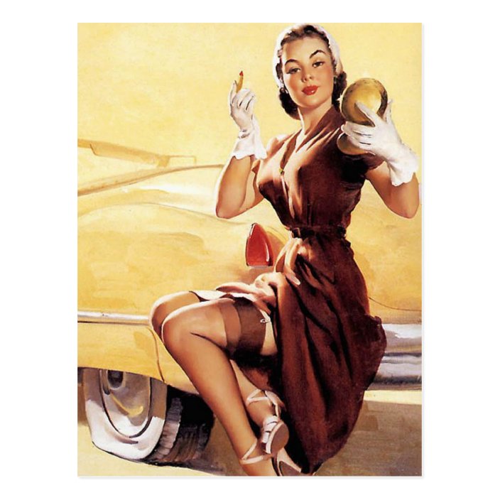 Gil Elvgren Vintage Pin Up Girl Postcard