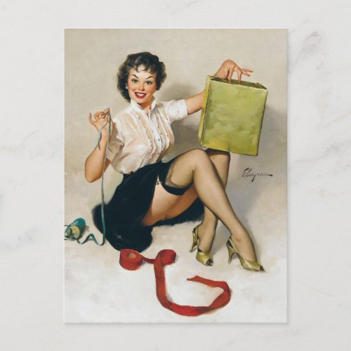 Gil Elvgren Vintage Pin up girl Postcard