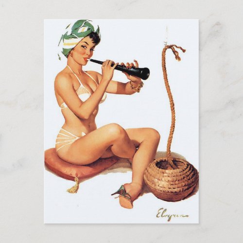 Gil Elvgren   _ Vintage pin up girl Postcard