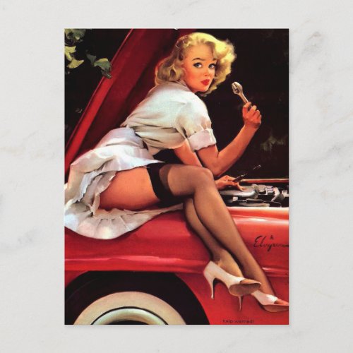 Gil Elvgren Vintage Pin up girl Postcard