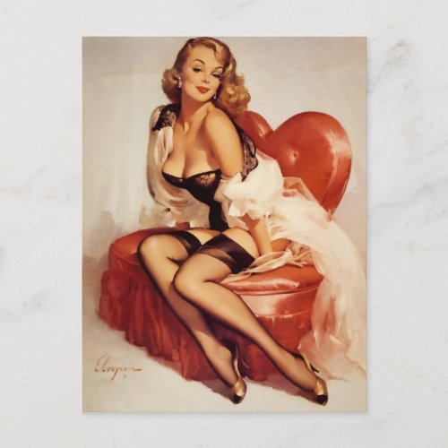 Gil Elvgren  Vintage pin up girl  Postcard