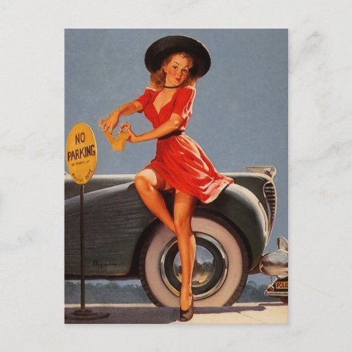 Gil Elvgren   _ Vintage pin up girl Postcard