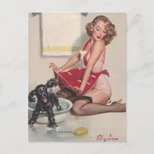 Gil Elvgren  Vintage pin up girl  Postcard