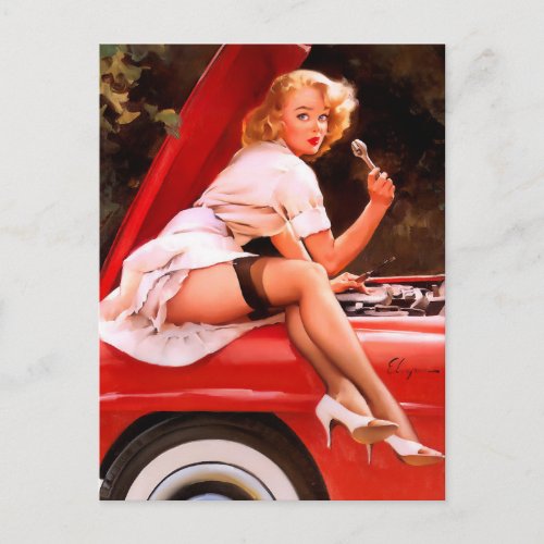 Gil Elvgren  Vintage pin up girl  Postcard