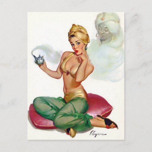 Gil Elvgren   _ Vintage pin up girl Postcard