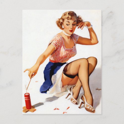 Gil Elvgren  Vintage pin up girl  Postcard