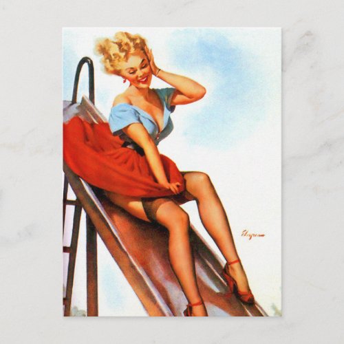 Gil Elvgren  Vintage pin up girl  Postcard