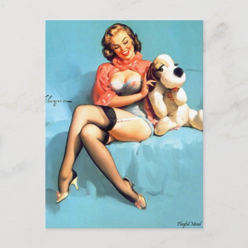 Gil Elvgren  Vintage pin up girl  Postcard