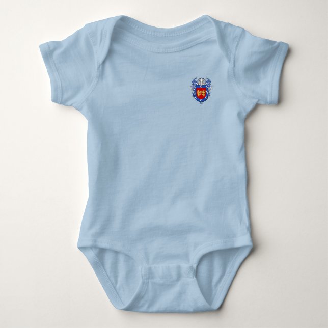 Gil Historical Shield with Helm and Mantle Baby Bodysuit (Front)