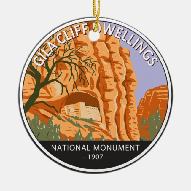 Gila Cliff Dwellings National Monument Circle  Ceramic Ornament (Front)