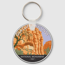 Gila Cliff Dwellings National Monument Circle  Keychain