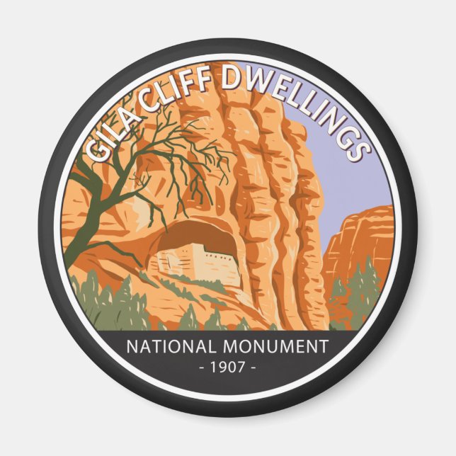Gila Cliff Dwellings National Monument Circle Magnet (Front)